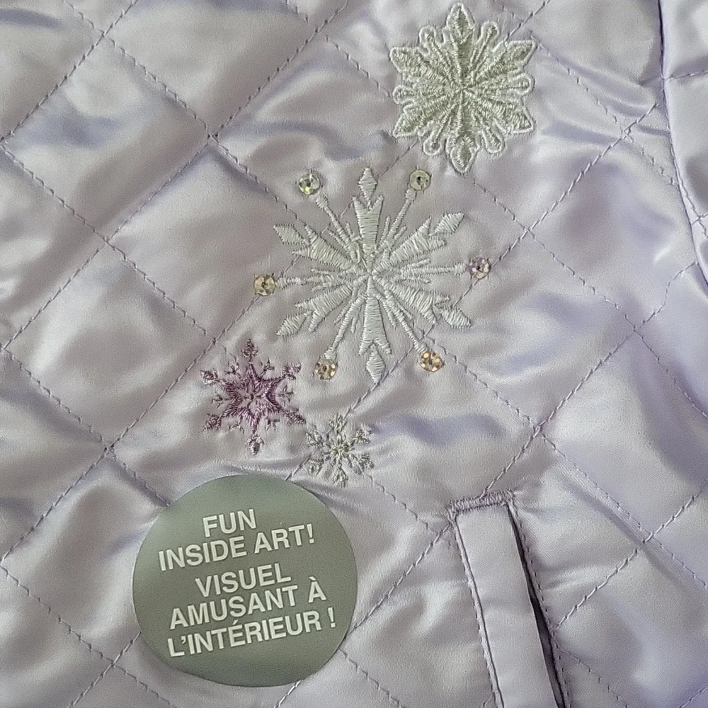 Disney Store Frozen Embroidered Lavender Quilted Jacket Girl Size 9/10